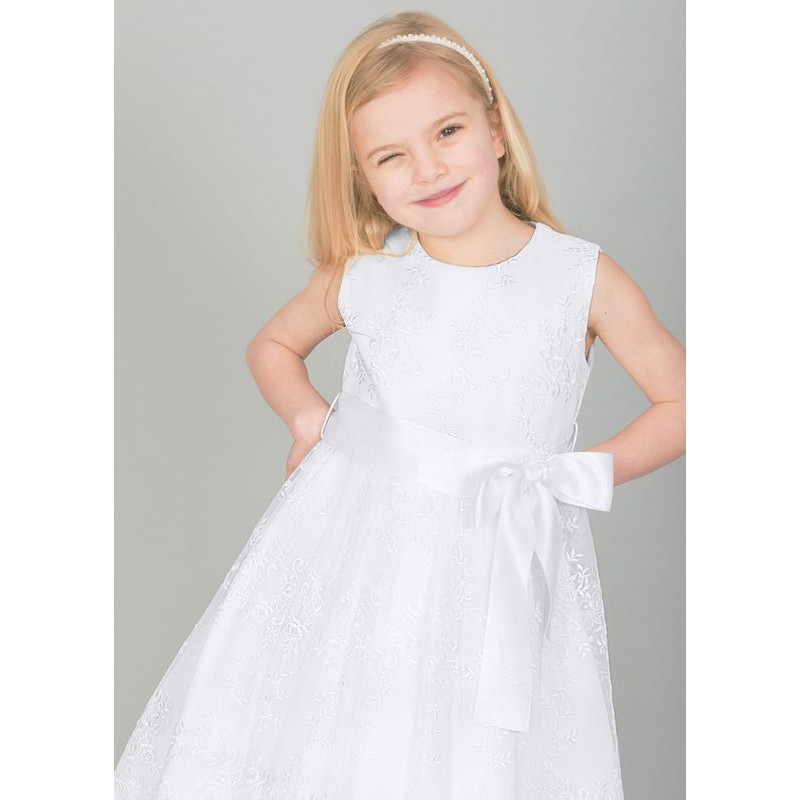 Girls White Floral Lace Dress | Flower Girl | Christening